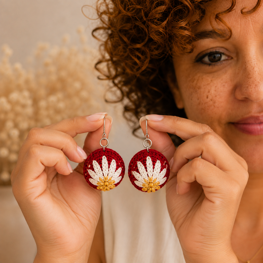 Pendientes a crochet / ganchillo Flor Margarita