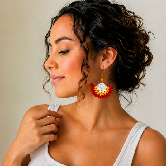 Pendiente a crochet / ganchillo Arco Floral