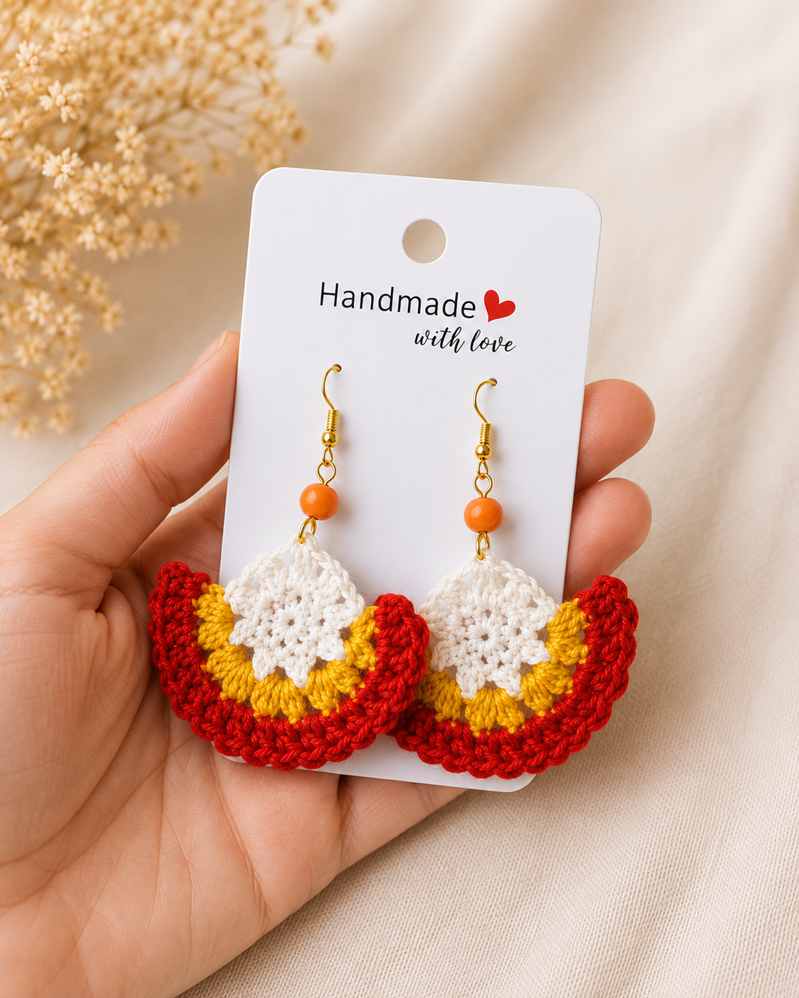 Pendiente a crochet / ganchillo Arco Floral