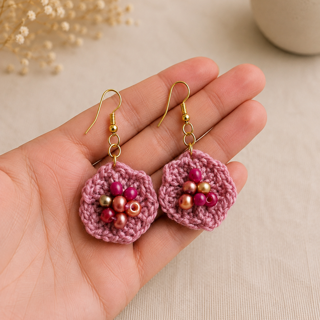 Pendientes a crochet/ganchillo Flor de Granada
