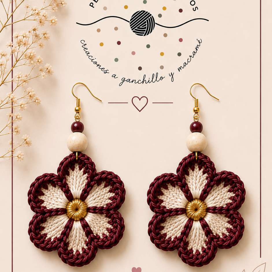 Pendientes de Crochet - Ganchillo Modelo Flor de Mar