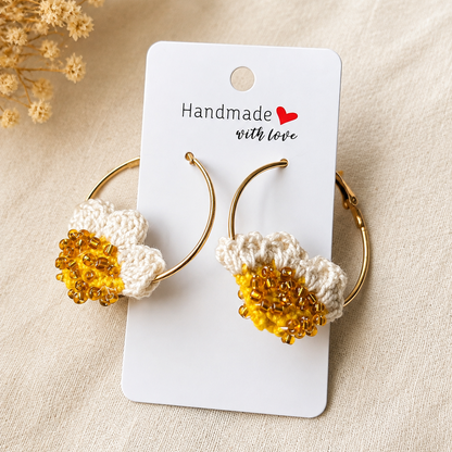 Pendientes a crochet / ganchillo flor de Sol