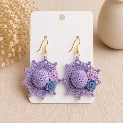 Pendiente a crochet/ganchillo Jardin oliva