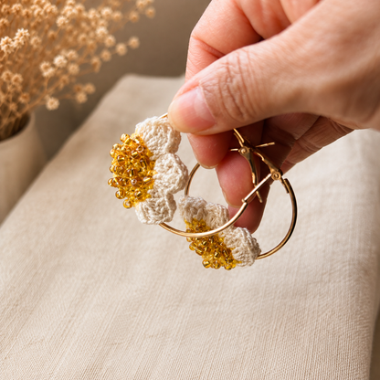 Pendientes a crochet / ganchillo flor de Sol