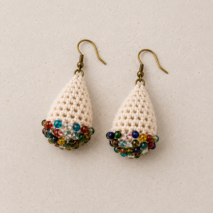 Pendientes a crochet/ganchillo Gotas Tejidas Arcoíris