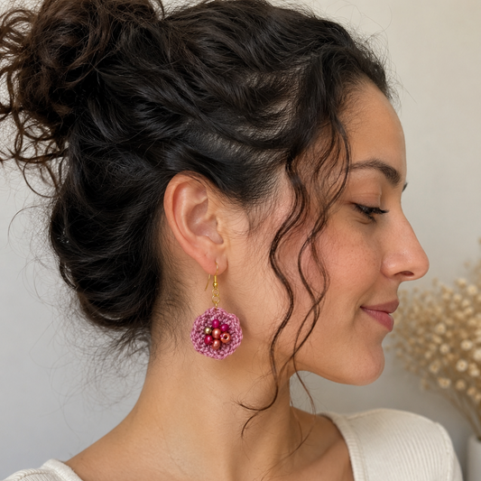 Pendientes a crochet/ganchillo Flor de Granada