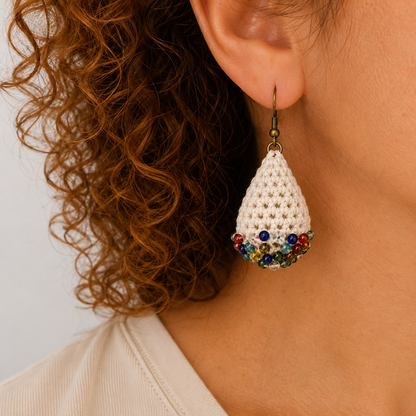 Pendientes a crochet/ganchillo Gotas Tejidas Arcoíris