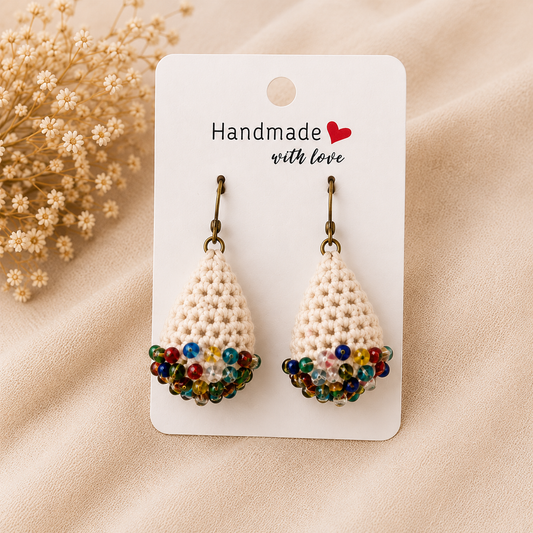 Pendientes a crochet/ganchillo Gotas Tejidas Arcoíris