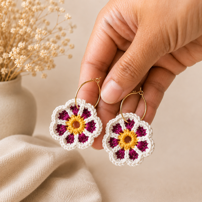 Pendientes a crochet/ganchillo Mandala Artesanal