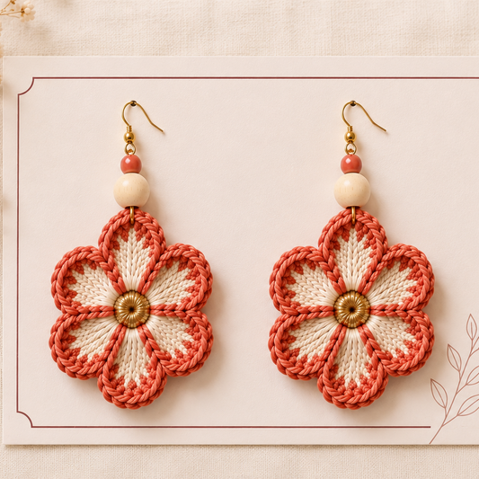 Pendientes de Crochet - Ganchillo Modelo Flor de Mar