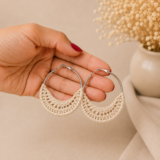 Pendientes a crochet/ganchillo Luna