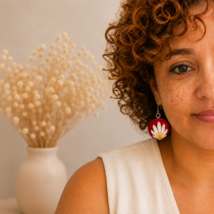 Pendientes a crochet / ganchillo Flor Margarita