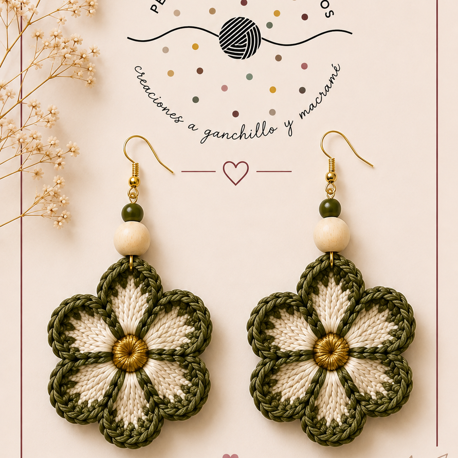 Pendientes de Crochet - Ganchillo Modelo Flor de Mar
