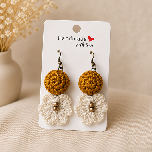 Pendientes a crochet/ganchillo Flor de Miel