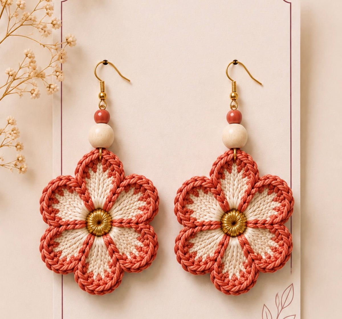 Pendientes de Crochet - Ganchillo Modelo Flor de Mar