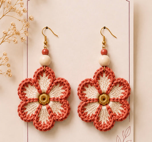 Pendientes de Crochet - Ganchillo Modelo Flor de Mar
