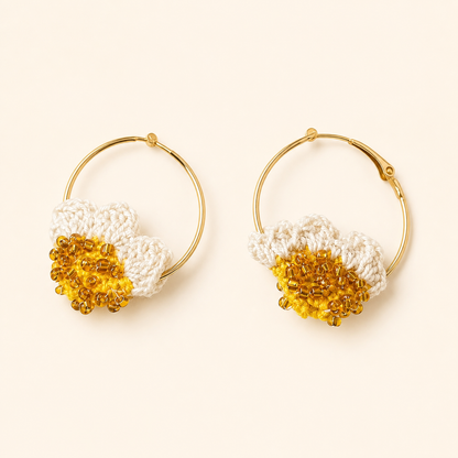 Pendientes a crochet / ganchillo flor de Sol