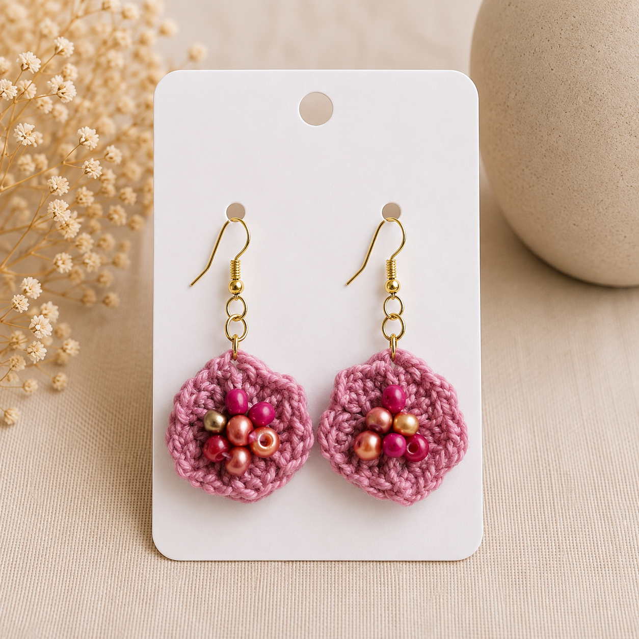 Pendientes a crochet/ganchillo Flor de Granada