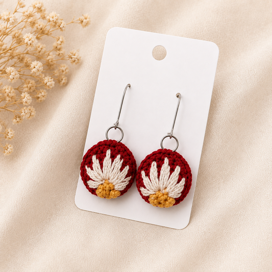 Pendientes a crochet / ganchillo Flor Margarita