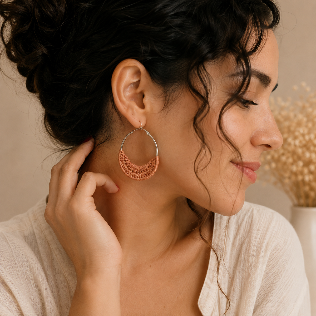 Pendientes a crochet/ganchillo Luna