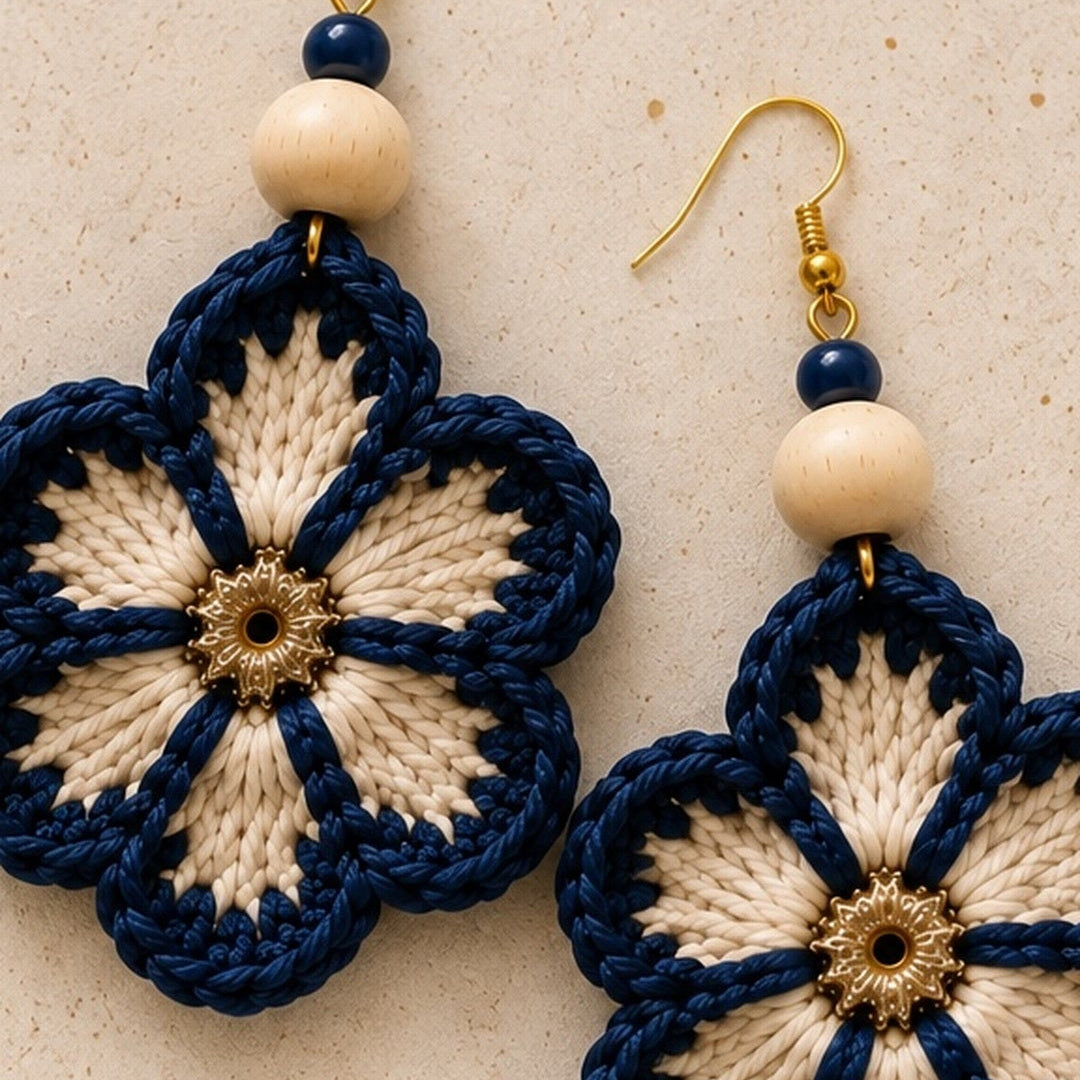 Pendientes de Crochet - Ganchillo Modelo Flor de Mar