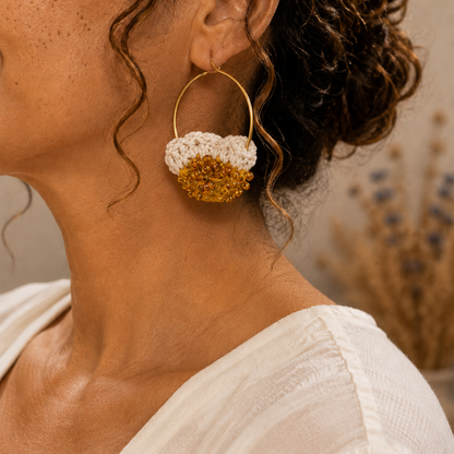 Pendientes a crochet / ganchillo flor de Sol