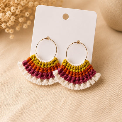 pendientes crochet/ganchillo Abanico Arcoíris