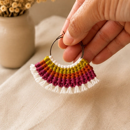 pendientes crochet/ganchillo Abanico Arcoíris